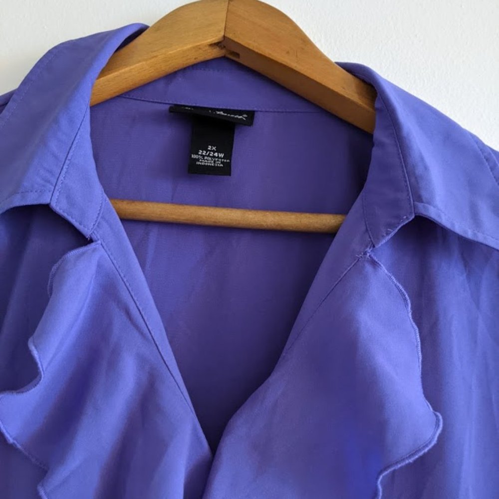 Maggie Barnes Purple Ruffled Blouse Size 2X - Picture 4 of 8